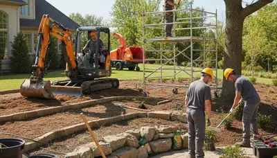 Lancaster, PA tree service crew providing landscaping and tree care for local residential properties