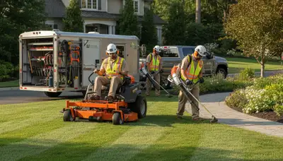 Lancaster, PA tree service crew trimming trees for lawn care and property maintenance
