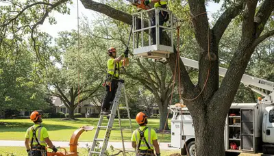 Lancaster, PA arborist pruning a tree to improve health and protect property