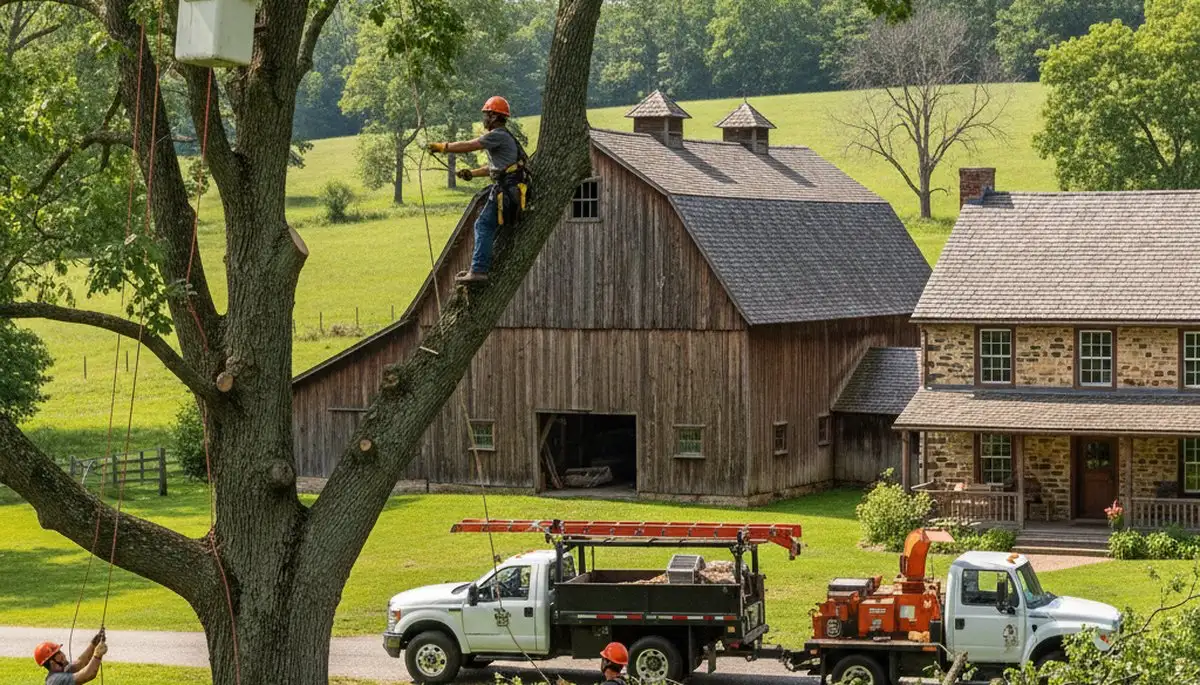 Tree service crew in Lancaster, PA removing a large tree safely and professionally