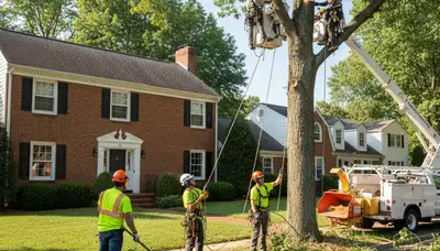 Tree service team in Lancaster, PA handling professional tree removal for local properties