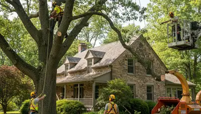 Tree service team in Lancaster, PA providing professional tree removal and trimming services