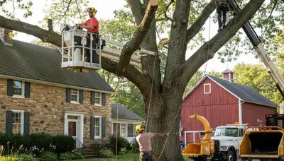 Lancaster, PA tree service crew removing a tree for safe, professional property clearance