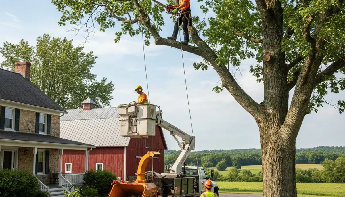Tree service crew in Lancaster, PA providing professional tree removal and trimming services