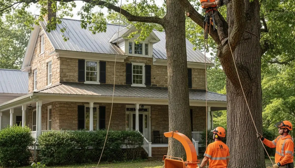 Tree service crew in Lancaster, PA providing professional tree removal and trimming for local properties
