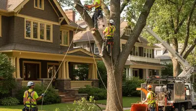 Tree service crew in Lancaster, PA providing professional tree removal and trimming services